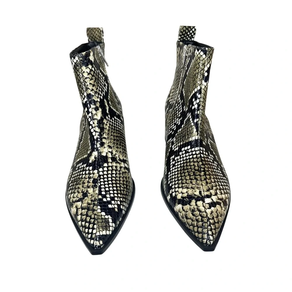 Everlane The Boss Boot Snake Print Ankle Pointy Toe Booties‎ Women's 8